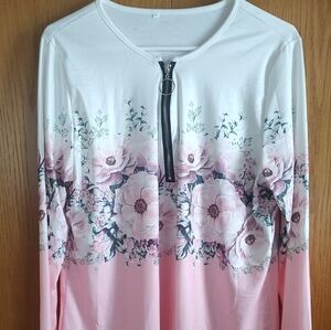 Pink, white, flower tunic top